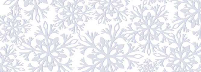 Light New Year and Christmas card, background, poster, banner with unusual snowflakes.