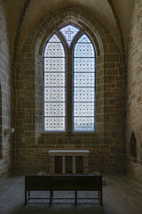 Detail of a small medieval chapel in Abbey at Le Mont-Saint-Michel
