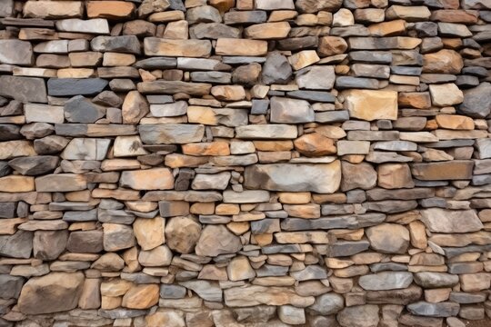 dry stacked brown stone wall