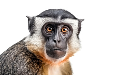 Portrait of a vervet monkey isolated on a white background. - obrazy, fototapety, plakaty