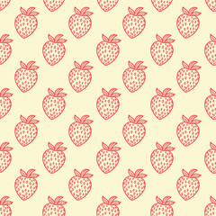 Seamless strawberry pattern. Summer background with pink berries