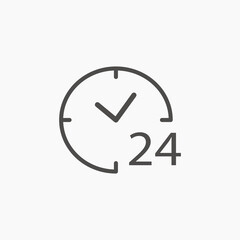 24 hours, time, hour, clock, call icon vector symbol isolated