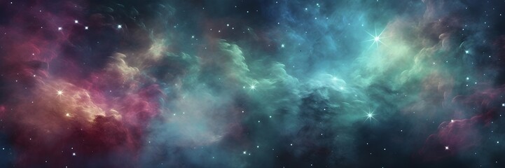 Blick ins Weltall  / Sterne hinter Wolken am Himmel / Astronomie Poster / Sterne in der Galaxie Wallpaper / Ai-Ki generiert