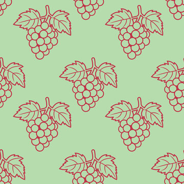 Grape seamless pattern background. Hand drawn  illustration fruit. Eating healthy and vegan food.Doodle