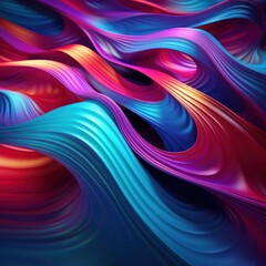 Naklejka premium Digital art featuring a complex pattern with flowing red and blue abstract curves