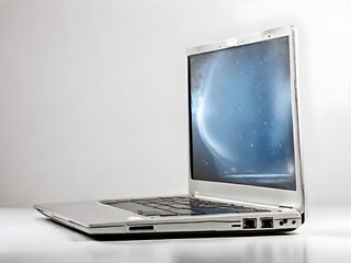 silver laptop with isolated background