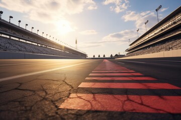 a racetracks finish line from a low angle