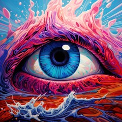 A visually striking artwork of an eye, with abstract vibrant colors and dynamic swirling patterns