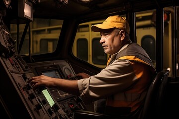 isolated image of a train drivers cab - obrazy, fototapety, plakaty