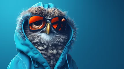 Fototapete Eulen-Cartoons Generative AI illustration of stylish cute owl