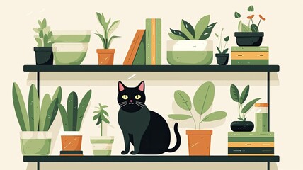 cat theme, a stylish and innovative approach, a simple and flat color palette to emphasize the modern aesthetic and visual appeal of these feline-inspired artworks.