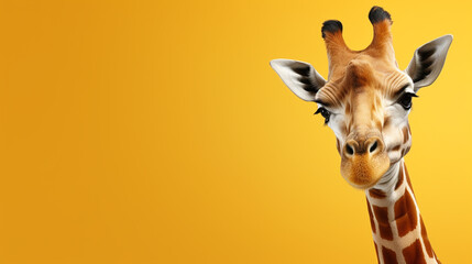 giraffe on a yellow background.Generative AI