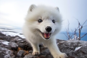 Fototapeta premium arctic fox captured by a motion-triggered camera