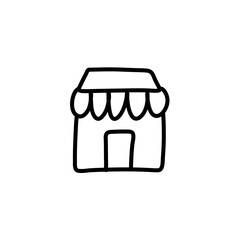 Hand drawn buildings and market place