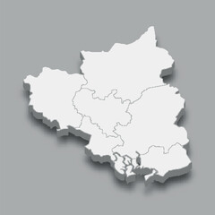 3d isometric map Southeast Region of Vietnam,