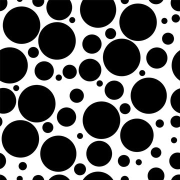 Seamless pattern of circles. Black dots circles on white background. Vector illustration.