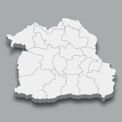 3d isometric map Northeastern Region of Thailand