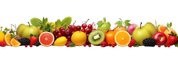 Foto op Plexiglas Collection Natural Delicious Fruits Border On Transparent Background © Amin
