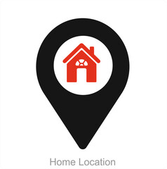Home Location and map icon concept 