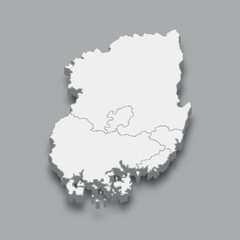 3d isometric map Yeongnam Region of Korea