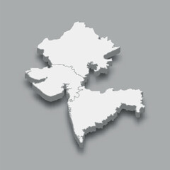 3d isometric map Western Region of India