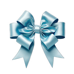 Arctic blue snowflake bow and ribbon isolated on transparent background