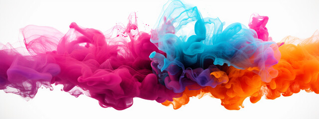 splash of multi-colored powder on a white background. Generative AI