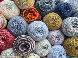 colorful balls of wool or yarn