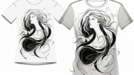 Black and white drawing tee