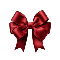 Holly berry red velvet bow and ribbon isolated on transparent background