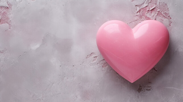 Glossy heart on concrete background. 