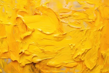 Naklejka na ściany i meble dried yellow oil paint with brush strokes