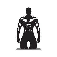 Dynamic Fitness Warrior - A Powerful Silhouette Showcasing the Warrior Spirit and Strength of a Bodybuilder Engaged in Gym Training.
