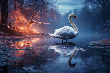 a swan in the water