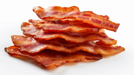 Bacon slices on white background