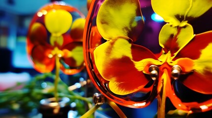 Fototapeta na wymiar Vibrant Colored Glass Wind Spinner Close-up