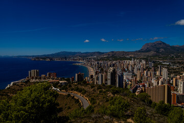  landscape on the Spanish coast near the city of Benidorm on a summer day