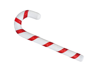 Fototapeta premium Christmas artificial red candy cane isolated on white