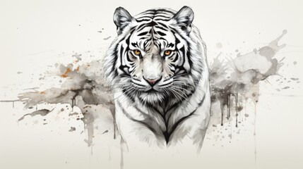 Tiger Hand Sketch Animal White