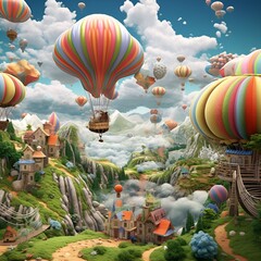 Fototapeta premium Step into Boa Boa's Dreamland, where whimsical colors dance on serene landscapes. A surreal escape blending fantasy and reality, capturing the essence of wonder.