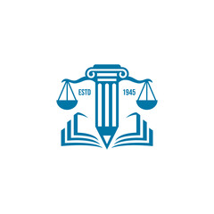 Law logo designs. University and academy vector logo, icon for high school education graduates. Vector Logo Template
