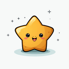 cute star, simple line art with color, on white background