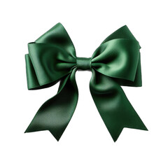 Forest green velvet ribbon with bow isolated on transparent background - obrazy, fototapety, plakaty