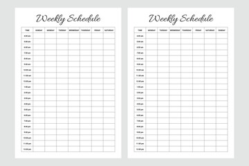 Weekly schedule printable template, simple planner