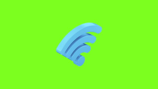 Animated 3D Wi-Fi Icon Loop Modules with Alpha Matte. Animation on green Background