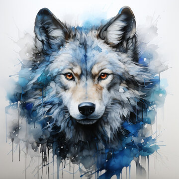 An artistic picture of a wolf with alcohol ink, frosted effect