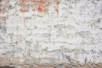 white painted brick wall with peeling paint