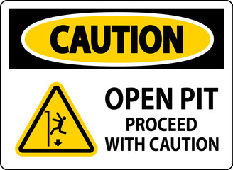Caution Sign Open Pit Proceed With Caution