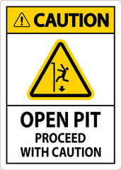 Caution Sign Open Pit Proceed With Caution