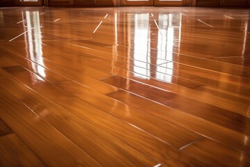 close up shot of polished wood floor